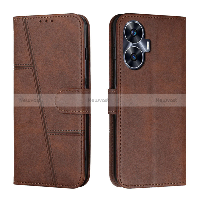 Leather Case Stands Flip Cover Holder Y01X for Realme C55