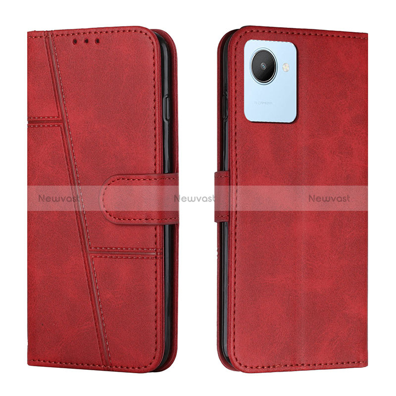 Leather Case Stands Flip Cover Holder Y01X for Realme Narzo 50i Prime Red