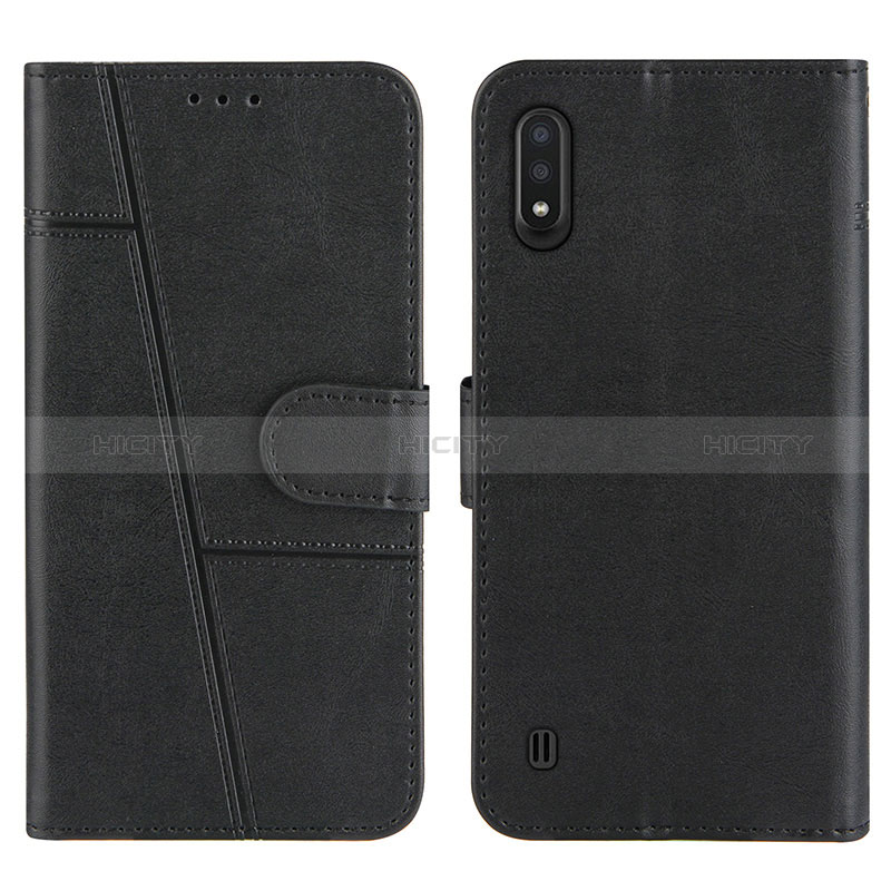 Leather Case Stands Flip Cover Holder Y01X for Samsung Galaxy A01 SM-A015 Black