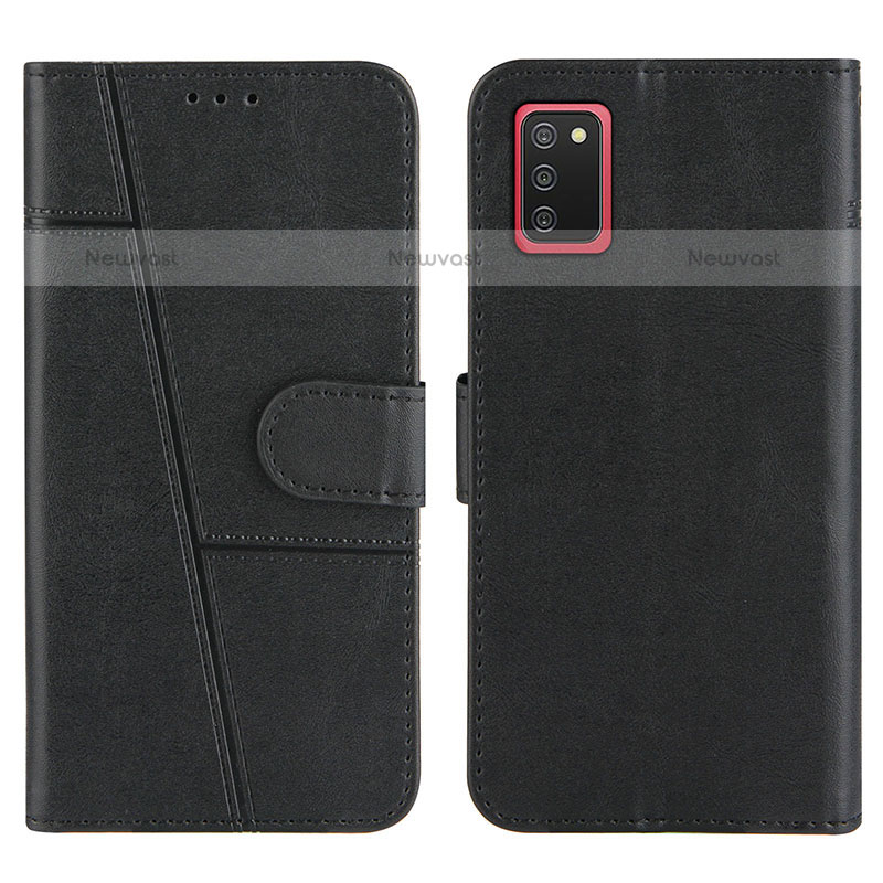 Leather Case Stands Flip Cover Holder Y01X for Samsung Galaxy A02s Black