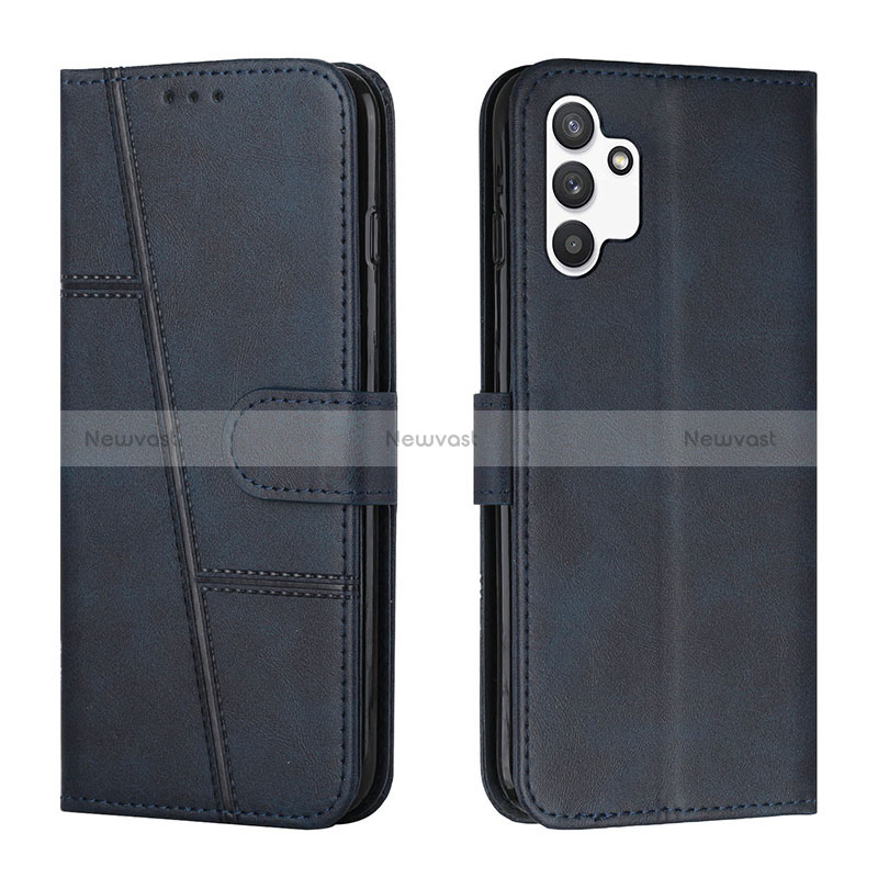 Leather Case Stands Flip Cover Holder Y01X for Samsung Galaxy A13 4G Blue