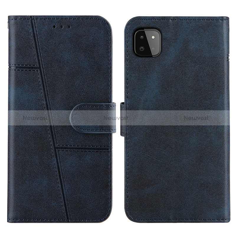 Leather Case Stands Flip Cover Holder Y01X for Samsung Galaxy A22s 5G Blue