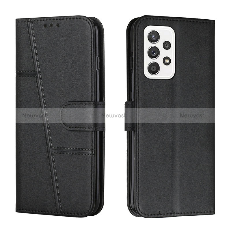 Leather Case Stands Flip Cover Holder Y01X for Samsung Galaxy A23 4G Black