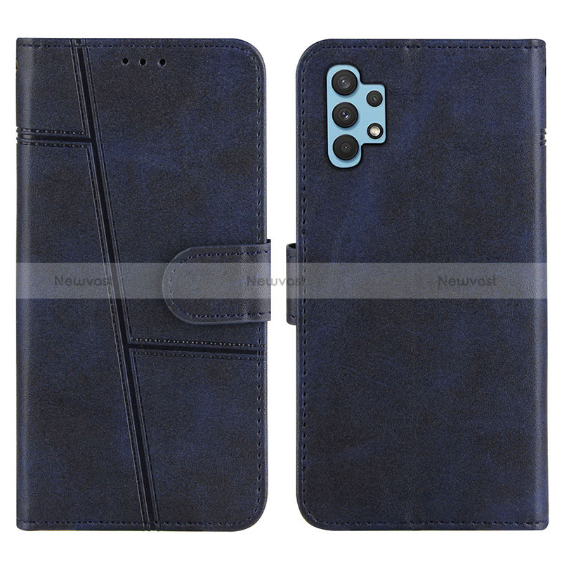 Leather Case Stands Flip Cover Holder Y01X for Samsung Galaxy A32 4G Blue