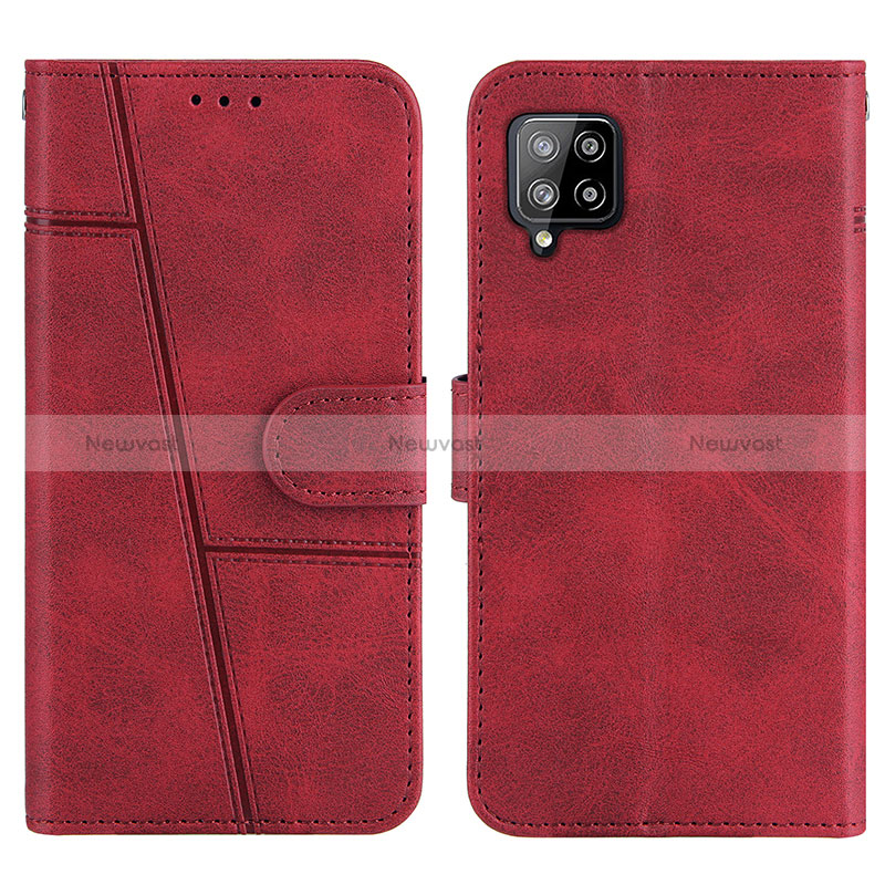 Leather Case Stands Flip Cover Holder Y01X for Samsung Galaxy A42 5G Red