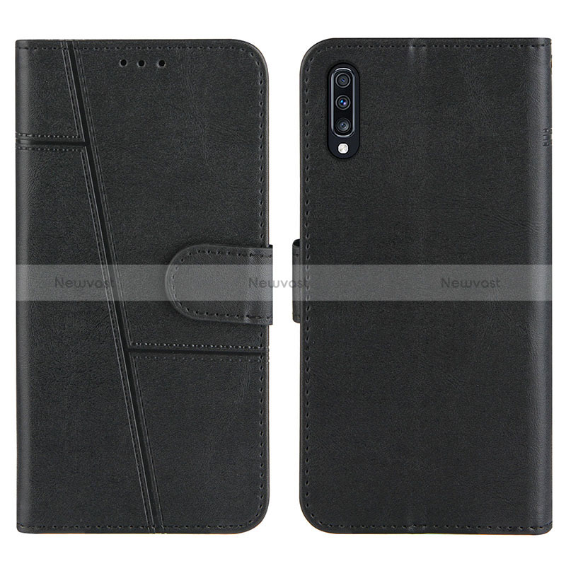 Leather Case Stands Flip Cover Holder Y01X for Samsung Galaxy A50 Black