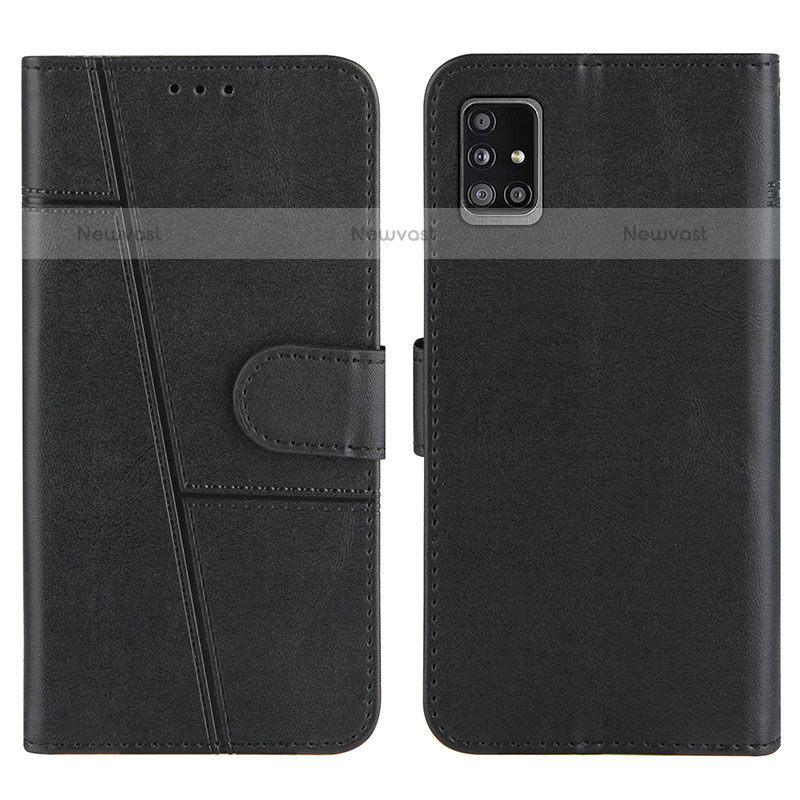 Leather Case Stands Flip Cover Holder Y01X for Samsung Galaxy A51 4G Black