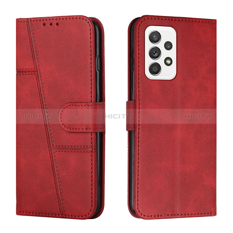 Leather Case Stands Flip Cover Holder Y01X for Samsung Galaxy A53 5G Red