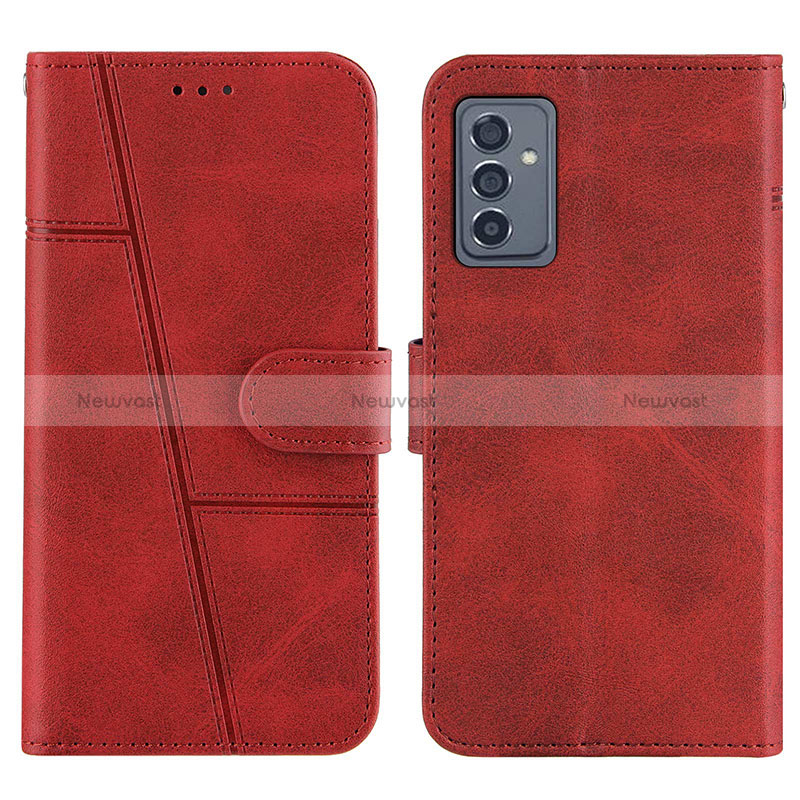 Leather Case Stands Flip Cover Holder Y01X for Samsung Galaxy A55 5G Red