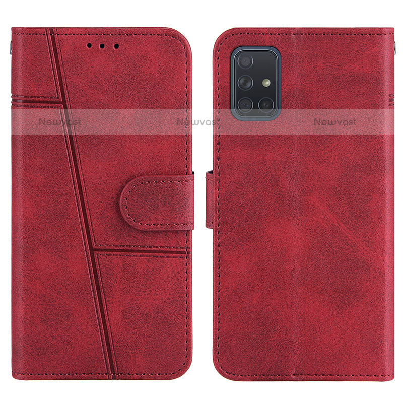 Leather Case Stands Flip Cover Holder Y01X for Samsung Galaxy A71 4G A715 Red