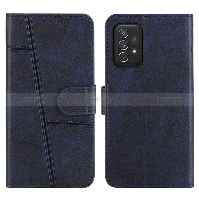 Leather Case Stands Flip Cover Holder Y01X for Samsung Galaxy A72 4G Blue