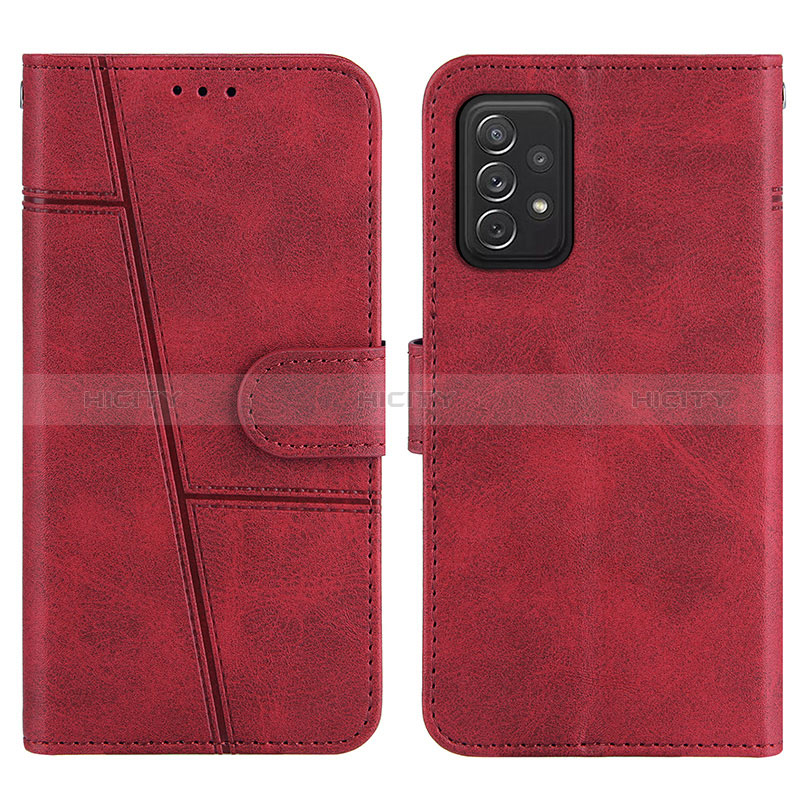 Leather Case Stands Flip Cover Holder Y01X for Samsung Galaxy A72 5G Red