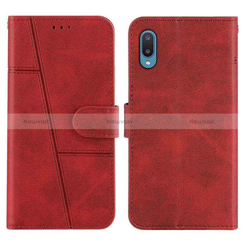 Leather Case Stands Flip Cover Holder Y01X for Samsung Galaxy M02 Red