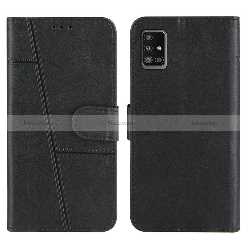 Leather Case Stands Flip Cover Holder Y01X for Samsung Galaxy M40S Black