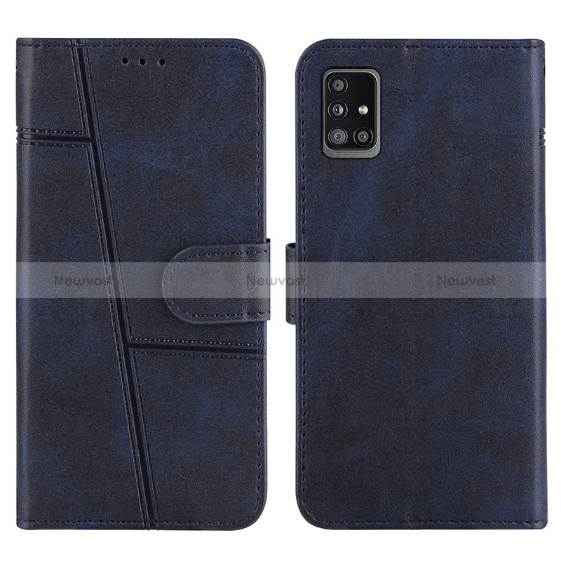 Leather Case Stands Flip Cover Holder Y01X for Samsung Galaxy M40S Blue