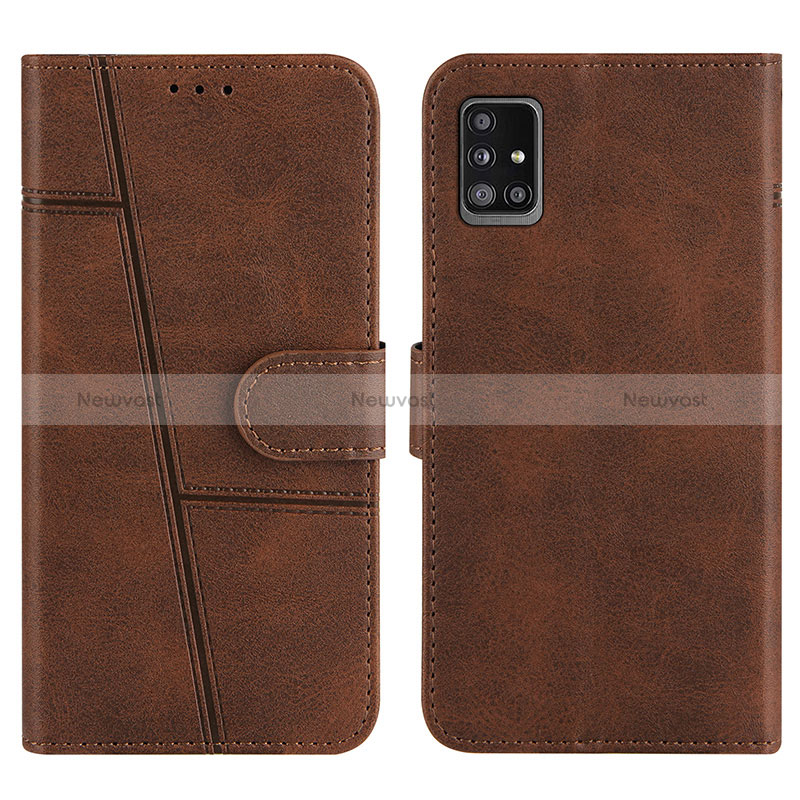 Leather Case Stands Flip Cover Holder Y01X for Samsung Galaxy M40S Brown