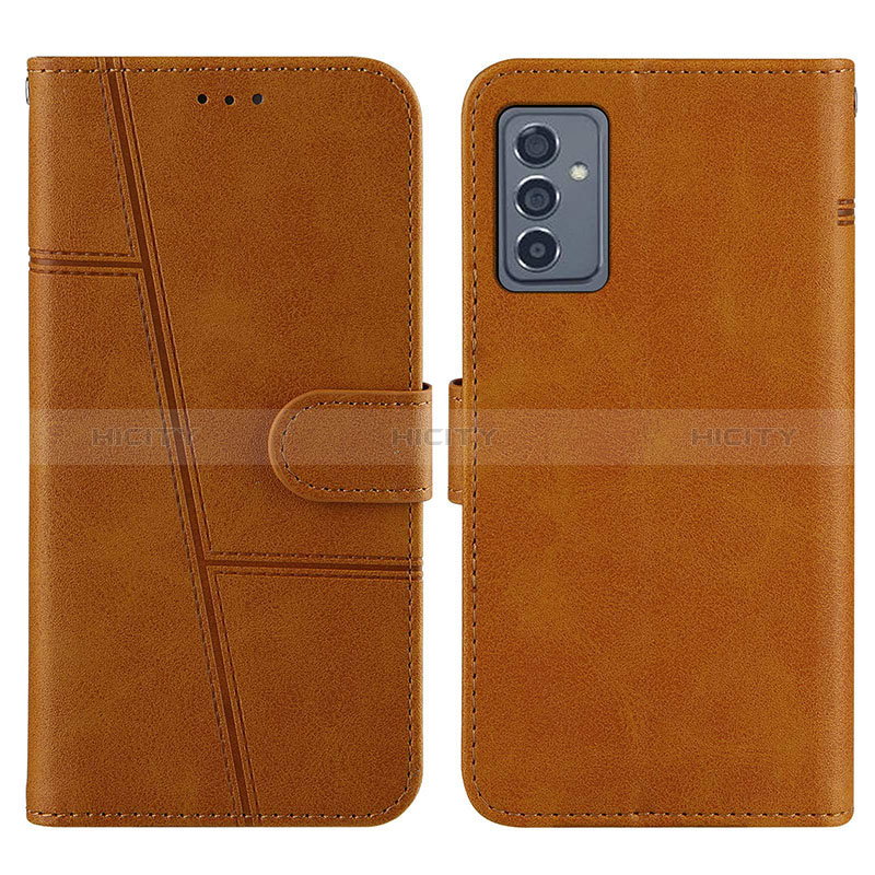 Leather Case Stands Flip Cover Holder Y01X for Samsung Galaxy M54 5G Light Brown