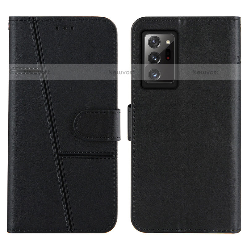 Leather Case Stands Flip Cover Holder Y01X for Samsung Galaxy Note 20 Ultra 5G Black