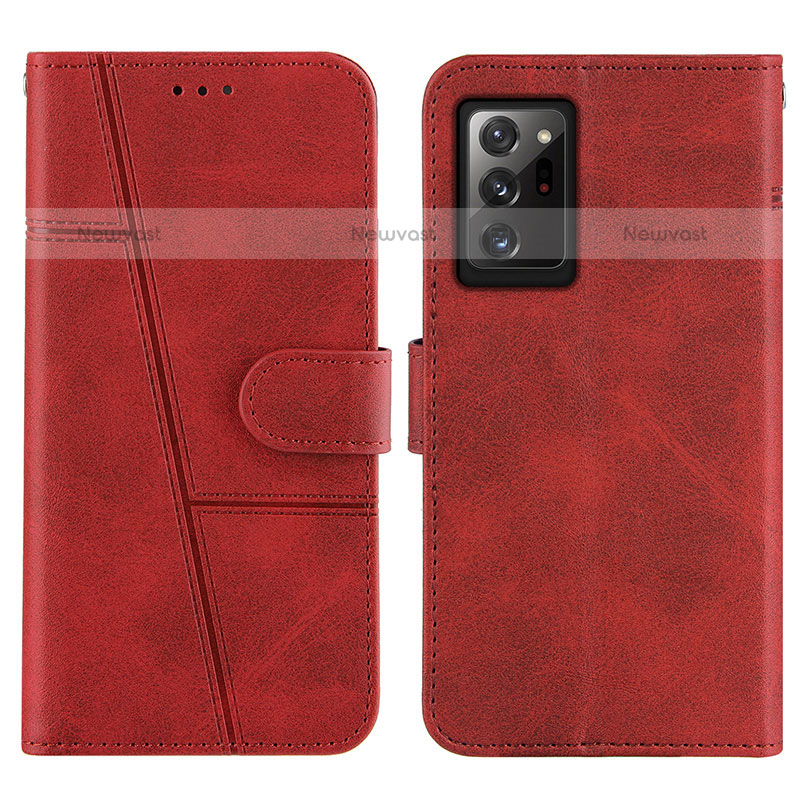 Leather Case Stands Flip Cover Holder Y01X for Samsung Galaxy Note 20 Ultra 5G Red