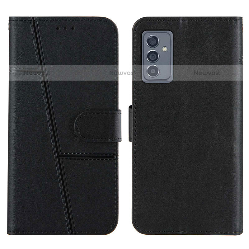 Leather Case Stands Flip Cover Holder Y01X for Samsung Galaxy Quantum2 5G Black