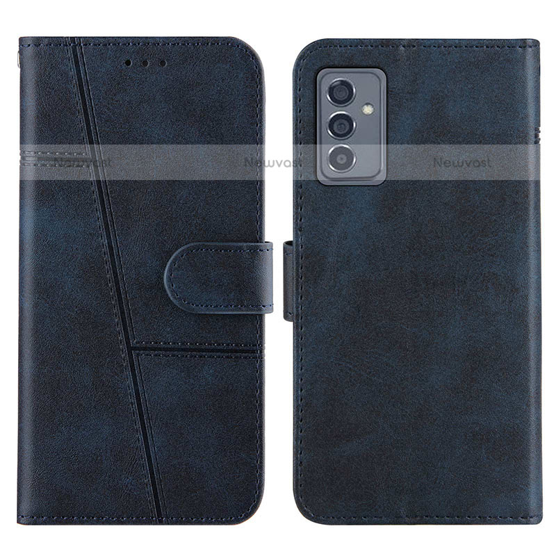 Leather Case Stands Flip Cover Holder Y01X for Samsung Galaxy Quantum2 5G Blue