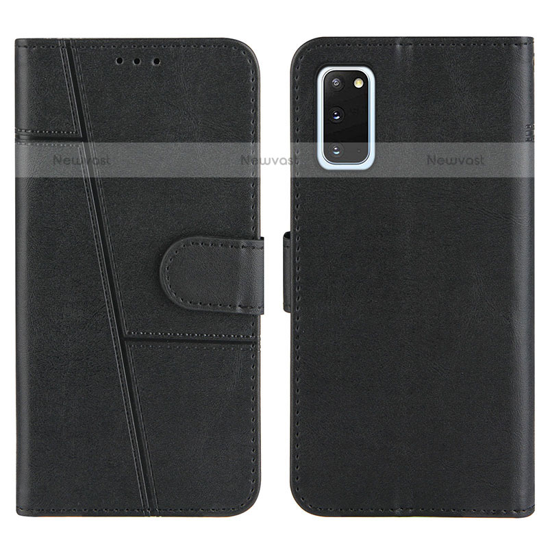 Leather Case Stands Flip Cover Holder Y01X for Samsung Galaxy S20 5G Black