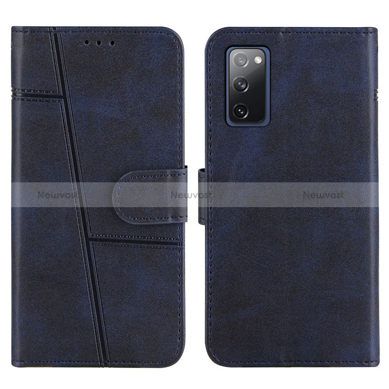 Leather Case Stands Flip Cover Holder Y01X for Samsung Galaxy S20 FE 4G Blue