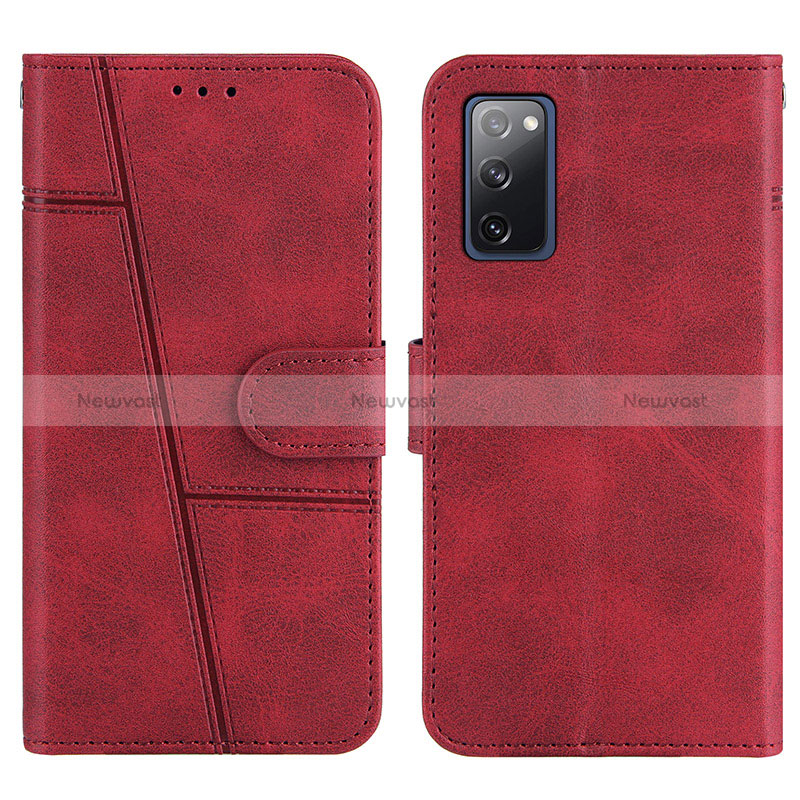 Leather Case Stands Flip Cover Holder Y01X for Samsung Galaxy S20 FE 4G Red