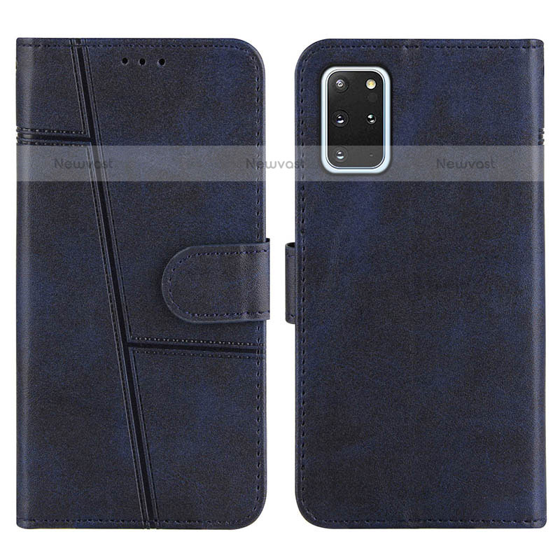 Leather Case Stands Flip Cover Holder Y01X for Samsung Galaxy S20 Plus 5G Blue