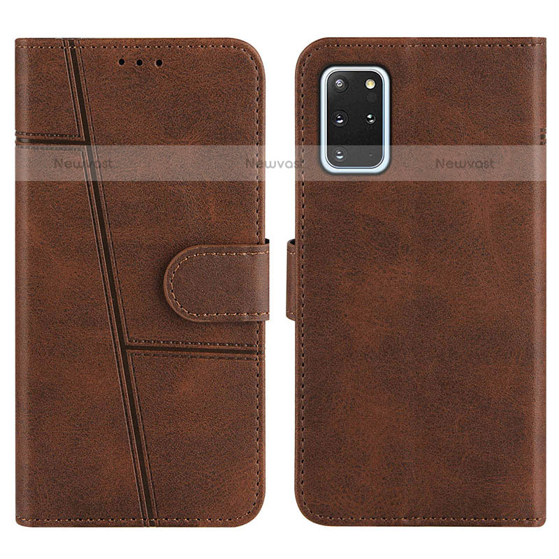 Leather Case Stands Flip Cover Holder Y01X for Samsung Galaxy S20 Plus 5G Brown