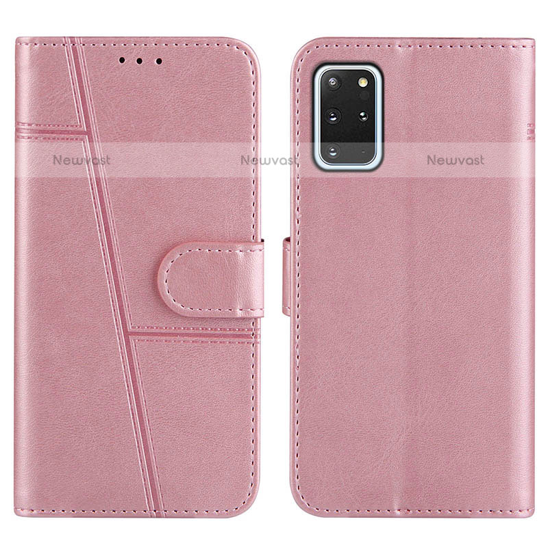 Leather Case Stands Flip Cover Holder Y01X for Samsung Galaxy S20 Plus 5G Rose Gold