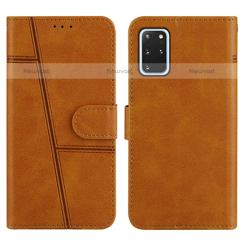 Leather Case Stands Flip Cover Holder Y01X for Samsung Galaxy S20 Plus Light Brown