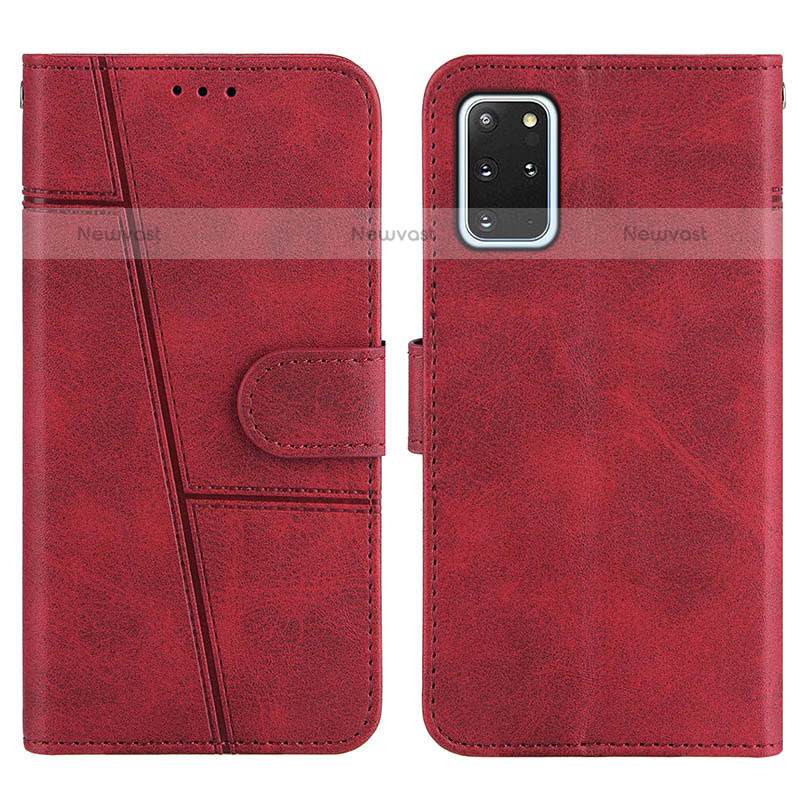 Leather Case Stands Flip Cover Holder Y01X for Samsung Galaxy S20 Plus Red