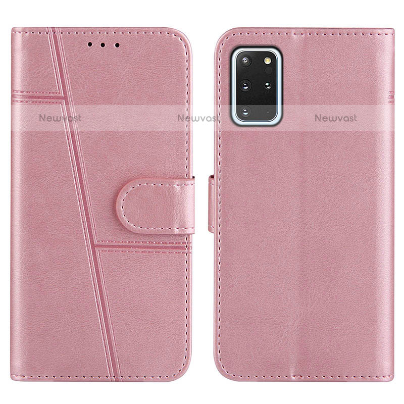 Leather Case Stands Flip Cover Holder Y01X for Samsung Galaxy S20 Plus Rose Gold