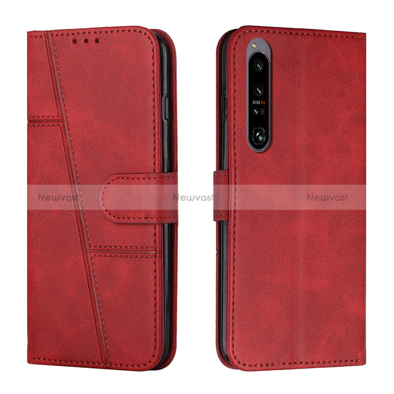 Leather Case Stands Flip Cover Holder Y01X for Sony Xperia 1 IV Red