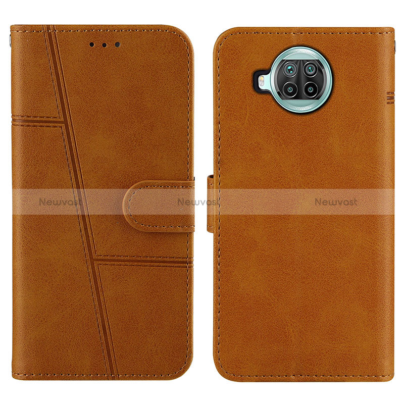 Leather Case Stands Flip Cover Holder Y01X for Xiaomi Mi 10i 5G Light Brown