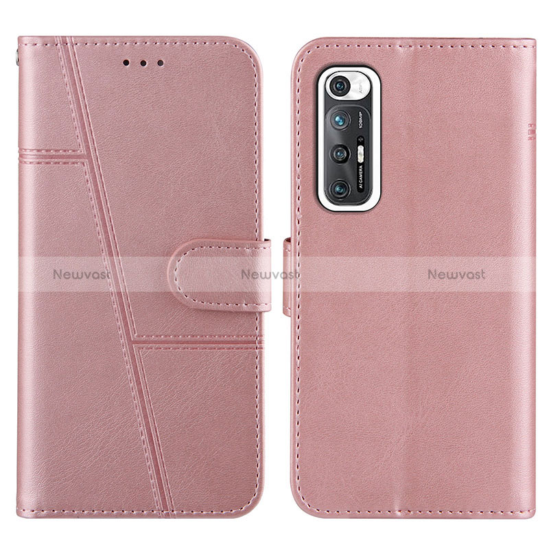 Leather Case Stands Flip Cover Holder Y01X for Xiaomi Mi 10S 5G Rose Gold