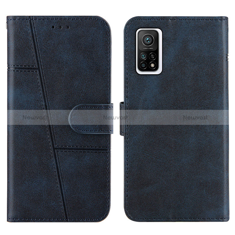 Leather Case Stands Flip Cover Holder Y01X for Xiaomi Mi 10T 5G Blue