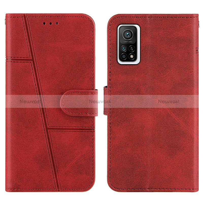 Leather Case Stands Flip Cover Holder Y01X for Xiaomi Mi 10T 5G Red