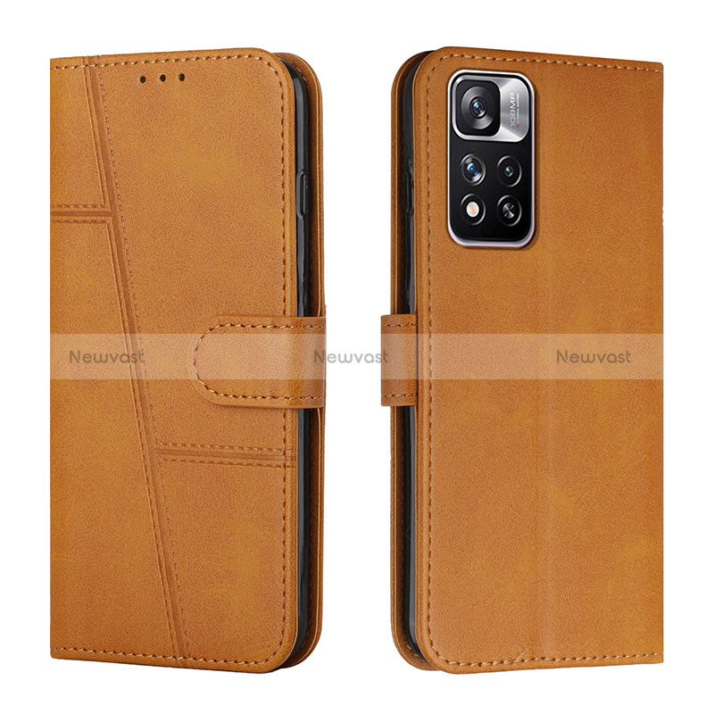 Leather Case Stands Flip Cover Holder Y01X for Xiaomi Mi 11i 5G (2022) Light Brown