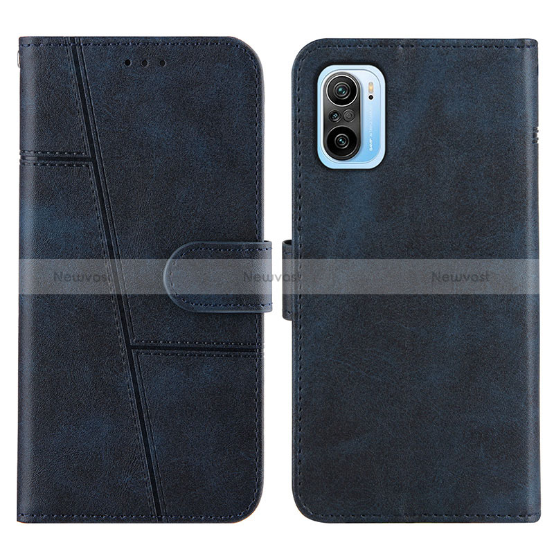 Leather Case Stands Flip Cover Holder Y01X for Xiaomi Mi 11i 5G Blue