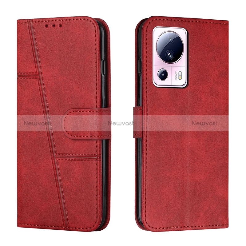 Leather Case Stands Flip Cover Holder Y01X for Xiaomi Mi 12 Lite NE 5G Red