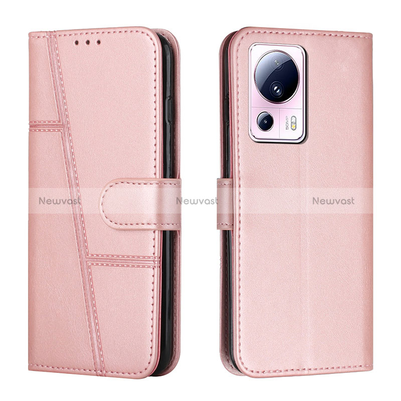 Leather Case Stands Flip Cover Holder Y01X for Xiaomi Mi 12 Lite NE 5G Rose Gold