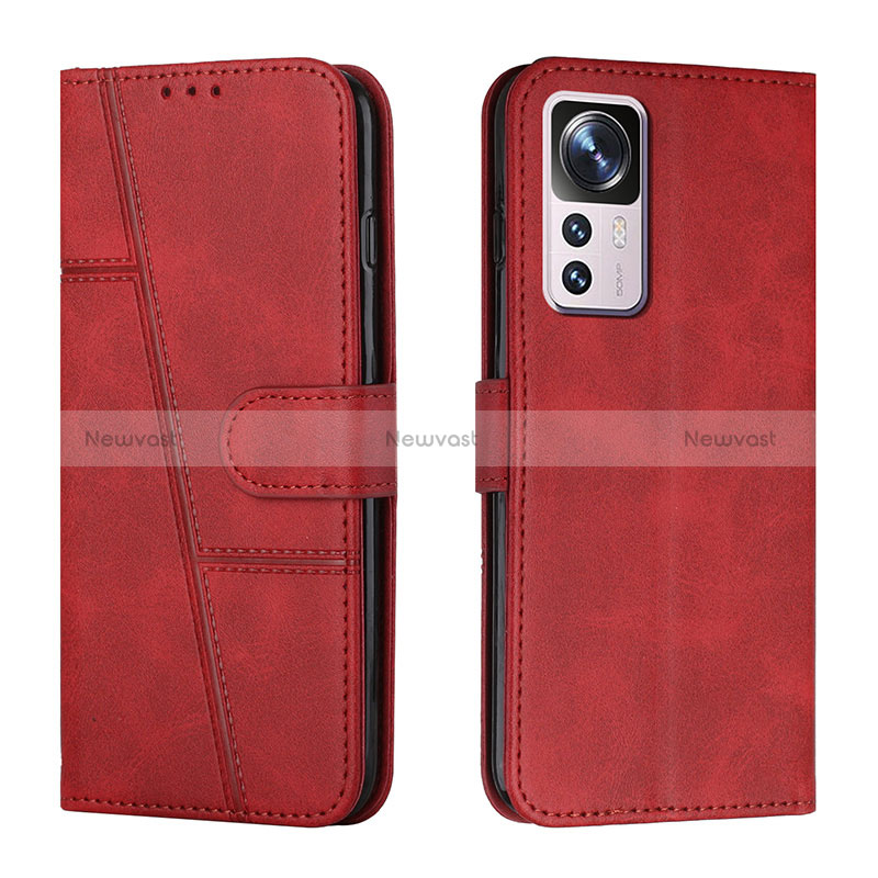 Leather Case Stands Flip Cover Holder Y01X for Xiaomi Mi 12T 5G Red