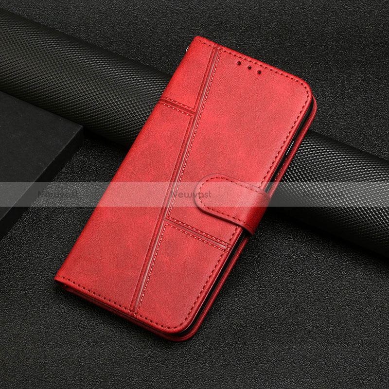 Leather Case Stands Flip Cover Holder Y01X for Xiaomi Poco C55 Red