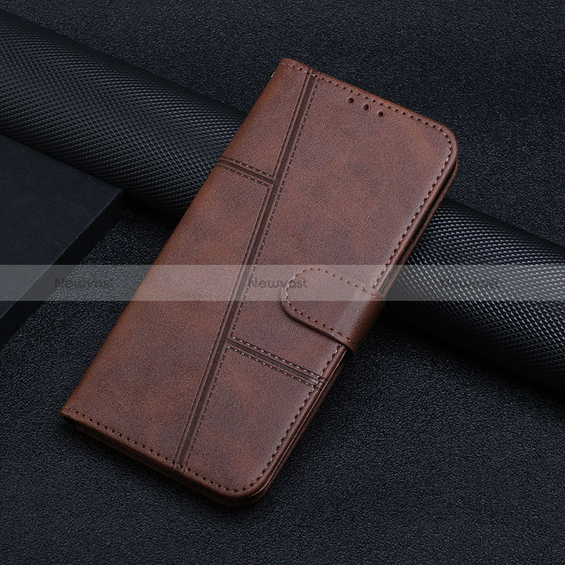 Leather Case Stands Flip Cover Holder Y01X for Xiaomi Poco F5 Pro 5G Brown