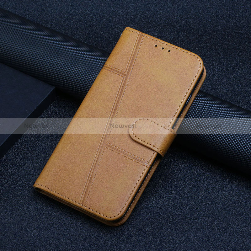 Leather Case Stands Flip Cover Holder Y01X for Xiaomi Poco F5 Pro 5G Light Brown