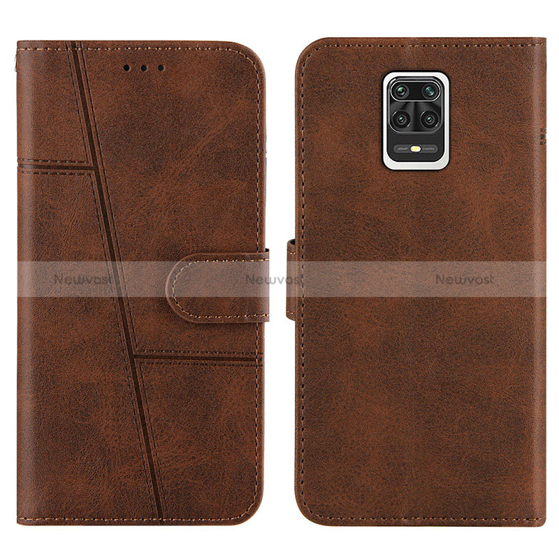 Leather Case Stands Flip Cover Holder Y01X for Xiaomi Poco M2 Pro Brown