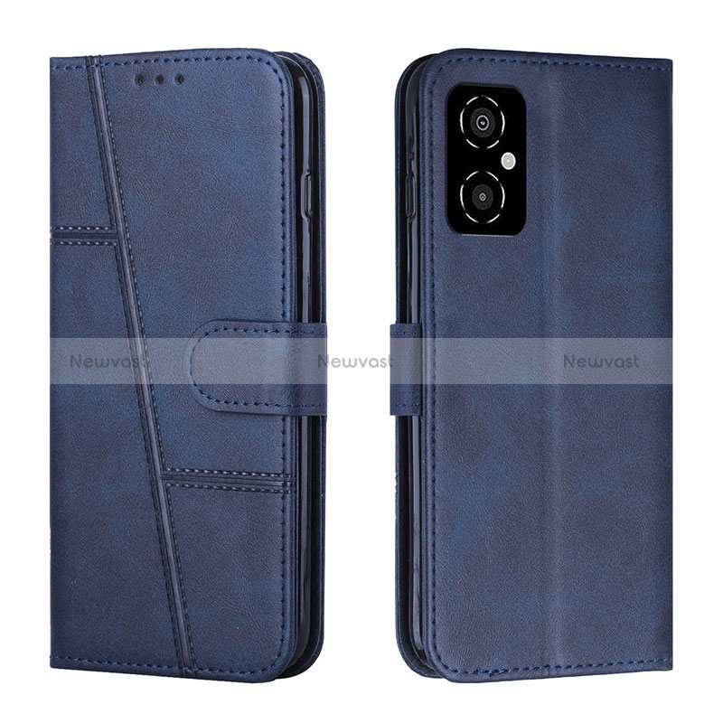 Leather Case Stands Flip Cover Holder Y01X for Xiaomi Poco M4 5G Blue