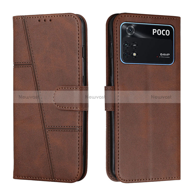 Leather Case Stands Flip Cover Holder Y01X for Xiaomi Poco M4 Pro 4G